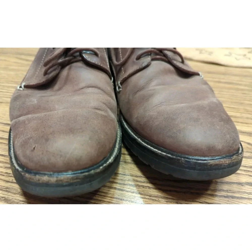 LL Bean Brown Leather Loafer Men's US 10.5 D Lace‎ Up Oxford Distressed Shoes
